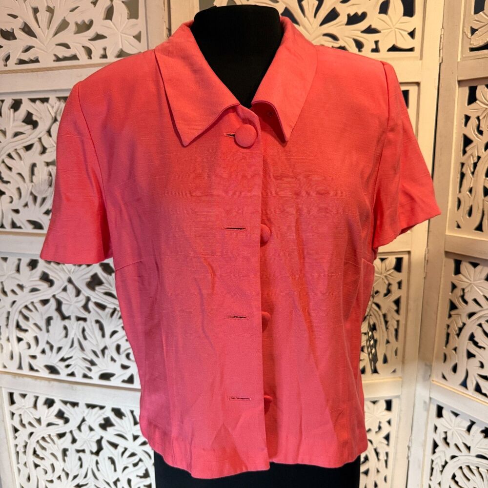 NWT Dark Pink Jacket Halmode Petites Size 16P Short Sleeve